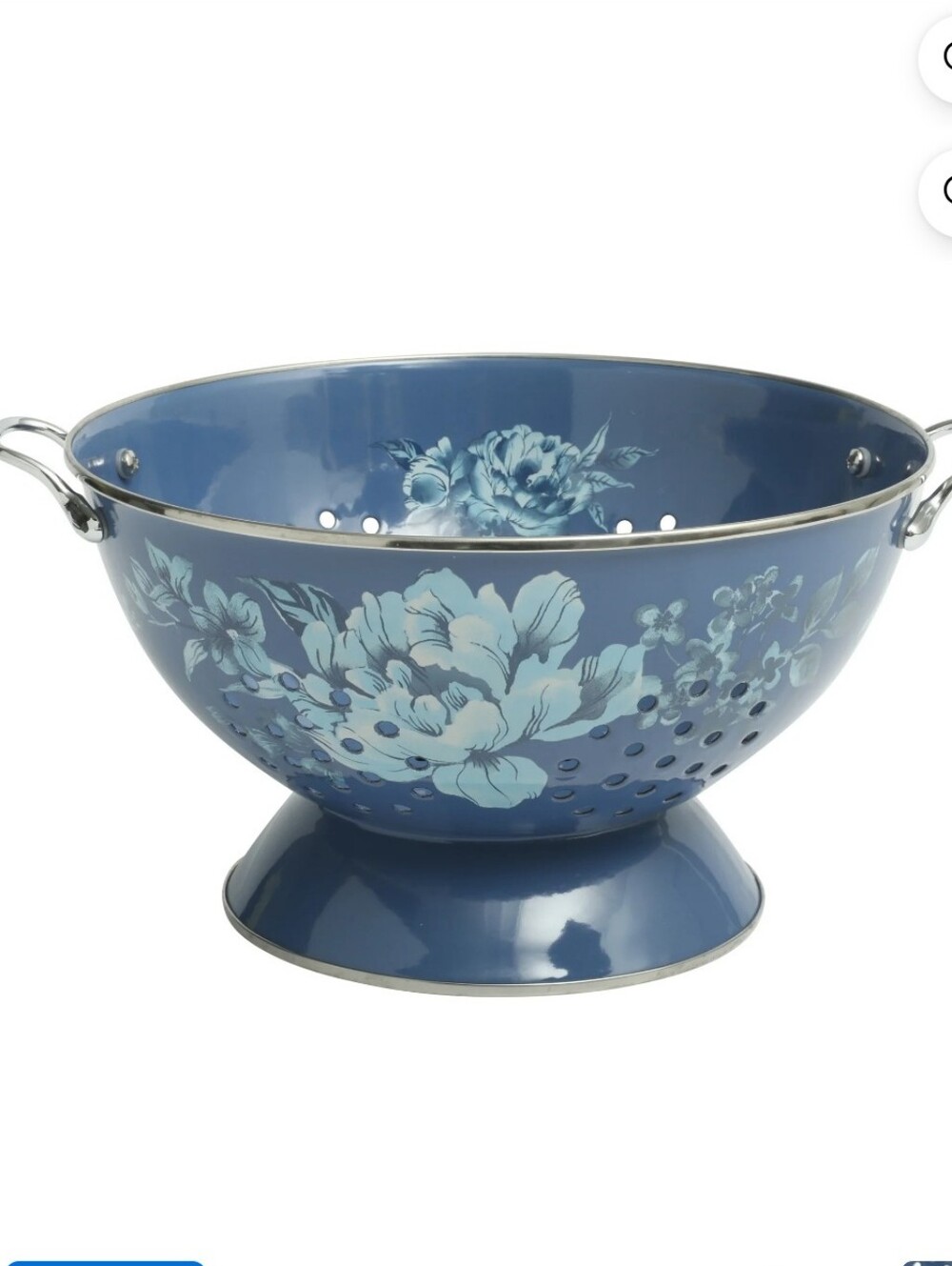 💕 New The Pioneer Woman Delilah Blue Floral Enamel On Steel 5 QT Colander